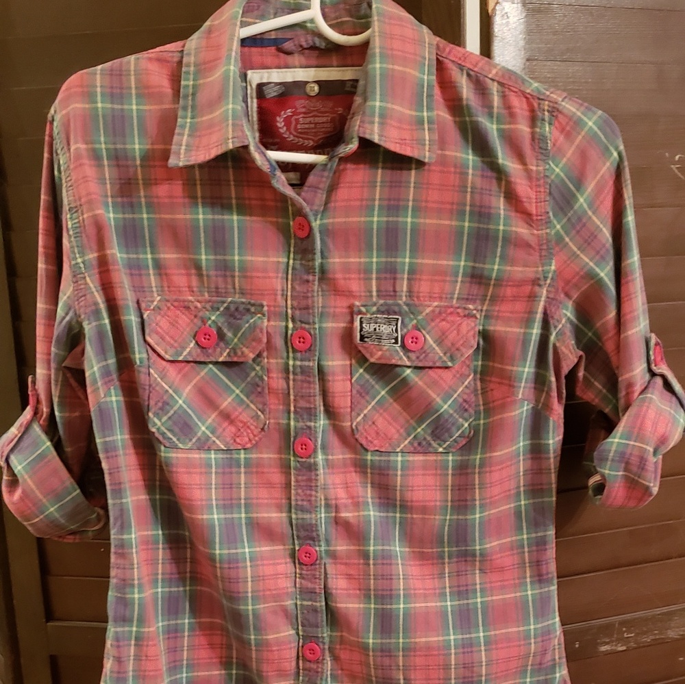 💲SOLD💲 Women's Superdry Red Plaid Flannel Shirt